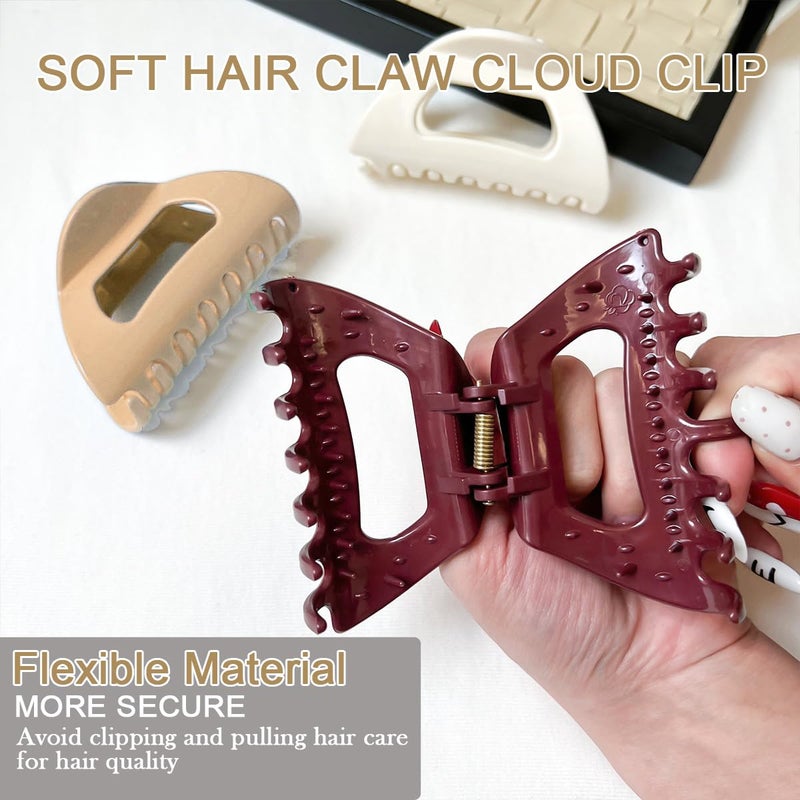 Aaiffey Cloud Claw Clips,Cozy Hair Claw Clip for Women Soft Silicone Hair Clip Strong Hold No-Slip Grip Hair Clips for Thick Fine Hair 4 Pcs - Image 3